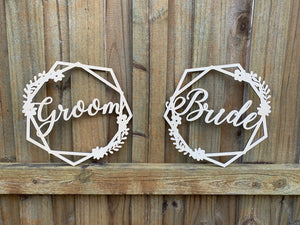 Bride and Groom Chair Signs